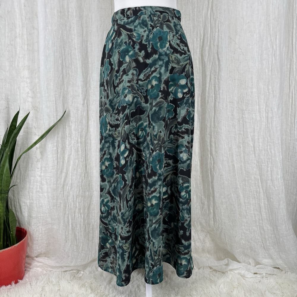 All That Jazz Vtg 90s Dark Floral Maxi Skirt XS Indie Grunge Whimsigoth Cottage